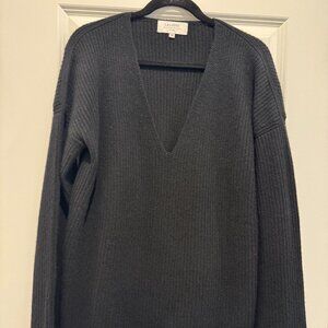 La Ligne Black Cashmere Toujours V-neck Pullover Sweater